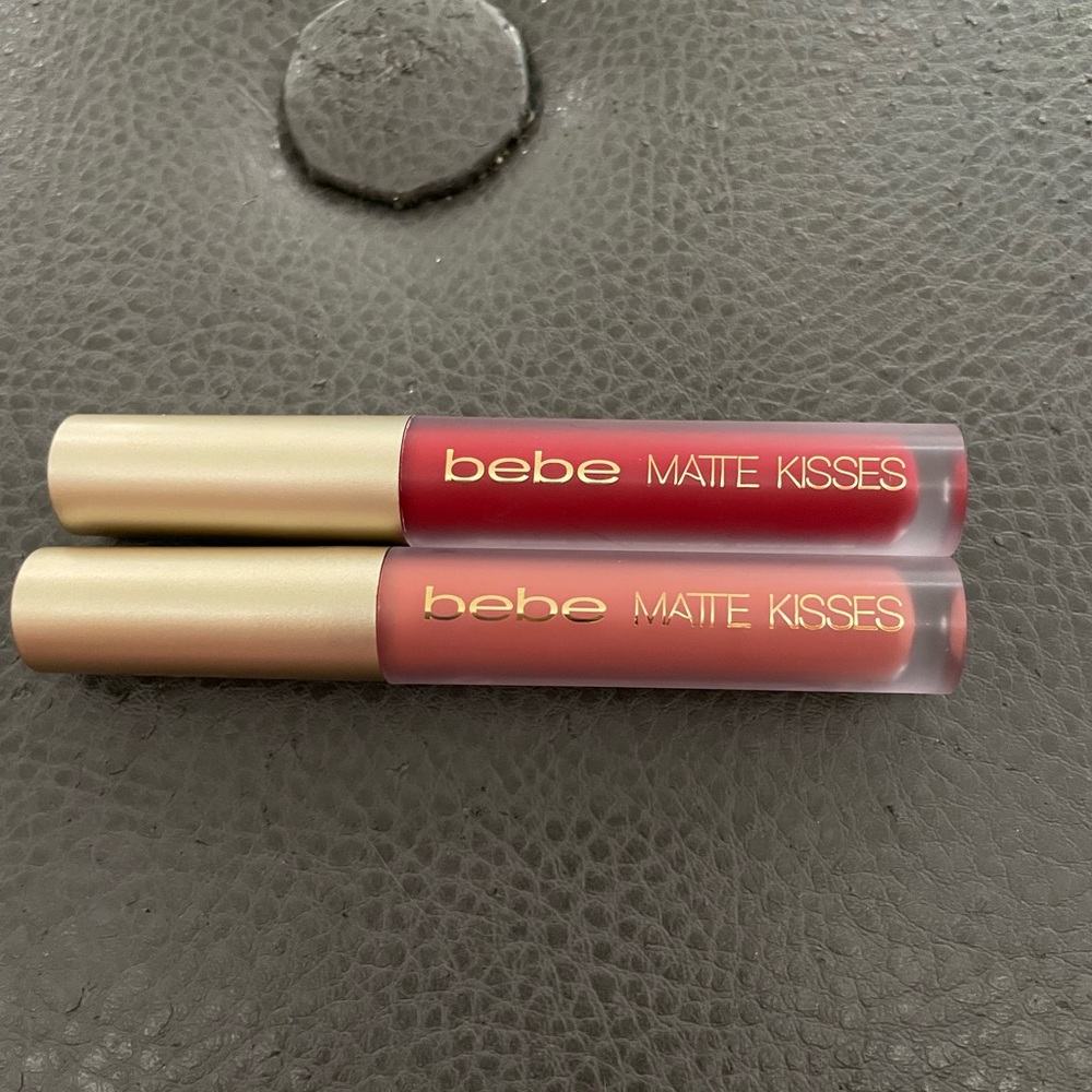 Bebe Matte Kisses Liquid Lipstick true red and natural pink full size set of two - Picture 10 of 10
